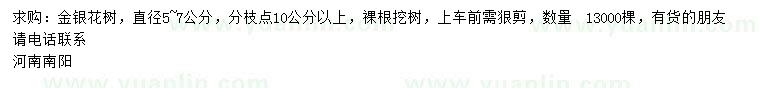 求購直徑5-7公分金銀花樹