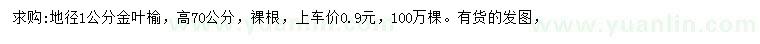 求購地徑1公分金葉榆