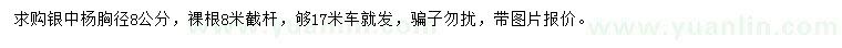 求購(gòu)胸徑8公分銀中楊