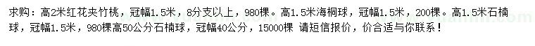 求購紅花夾竹桃、海桐、石楠等