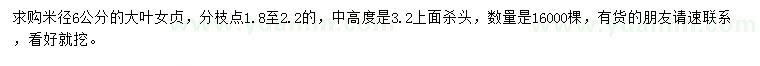 求購(gòu)米徑6公分大葉女貞