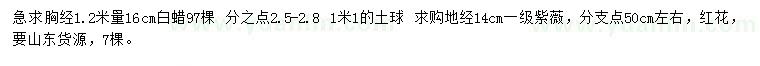 求購(gòu)1.2米量16公分白蠟