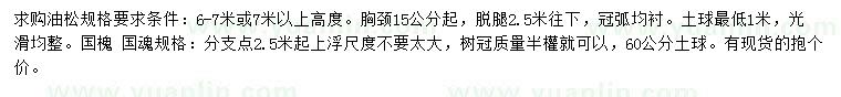 求購(gòu)胸徑15公分以上油松、分支點(diǎn)2.5米以上國(guó)槐