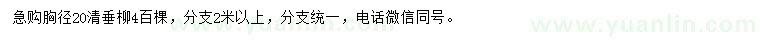 求購胸徑20公分青垂柳