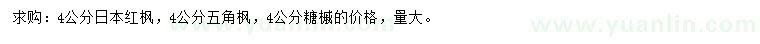 求購日本紅楓、五角楓、糖槭等