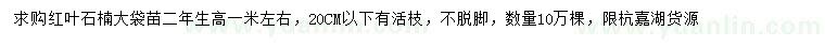 求購高1米紅葉石楠