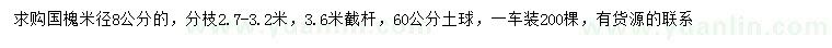 求購(gòu)米徑8公分國(guó)槐