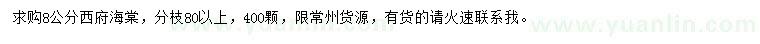 求購8公分西府海棠