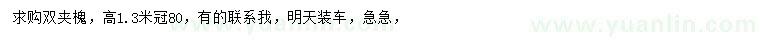 求購(gòu)高1.3米雙夾槐