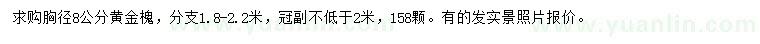 求購胸徑8公分黃金槐