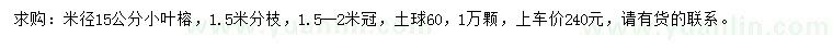 求購米徑15公分小葉榕