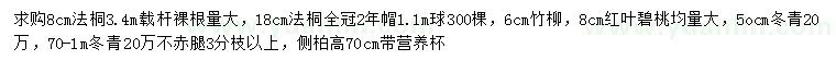 求購法桐、竹柳、紅葉碧桃等