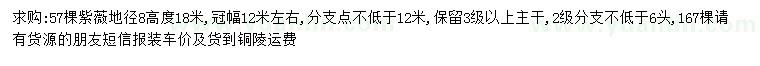 求購地徑8公分紫薇
