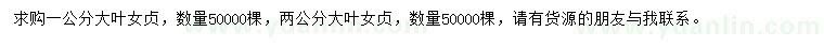 求購1、2公分大葉女貞