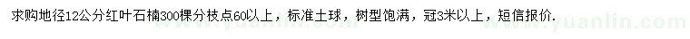 求購地徑12公分紅葉石楠