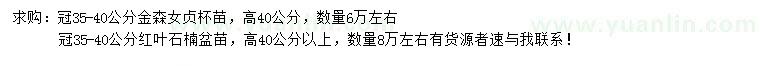 求購冠35-40公分金森女貞、紅葉石楠小苗