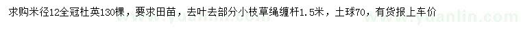 求購米徑12公分全冠杜英