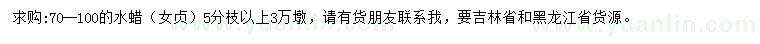 求購70-100公分水蠟