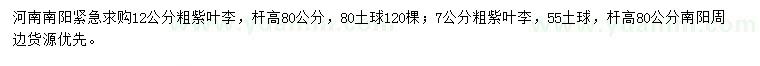 求購(gòu)7、12公分紫葉李