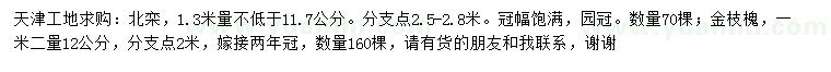 求購(gòu)1.3米量11.7公分以上北欒、1.2米量12公分金枝槐