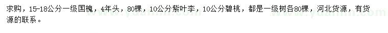 求購國槐、紫葉李、碧桃