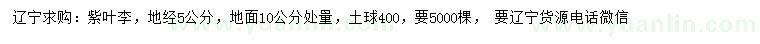 求購(gòu)10量5公分紫葉李