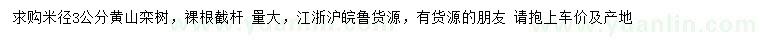 求購米徑3公分黃山欒樹