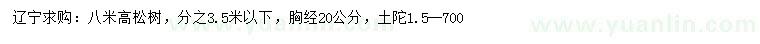 求購高8米松樹
