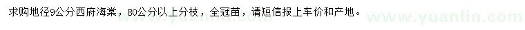 求購(gòu)地徑9公分西府海棠