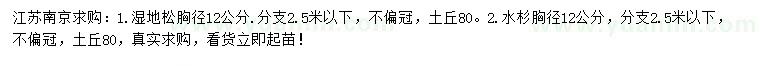 求購胸徑12公分濕地松、水杉