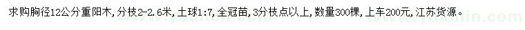 求購(gòu)胸徑12公分重陽(yáng)木