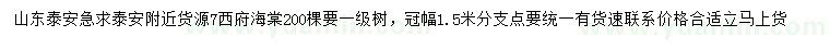 求購7公分西府海棠