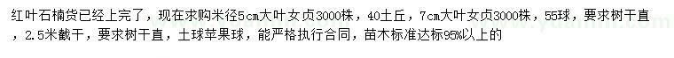 求購(gòu)米徑5、7公分大葉女貞