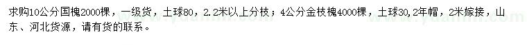 求購10公分國槐、4公分金枝槐