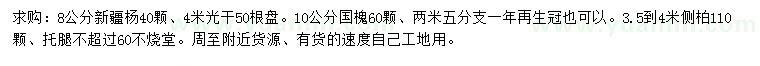 求購新疆楊、國槐、側(cè)柏等