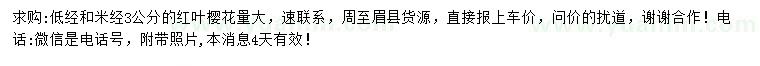 求購地徑、米徑3公分紅葉櫻花