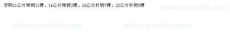 求購11、14公分櫸樹、16、22公分樸樹