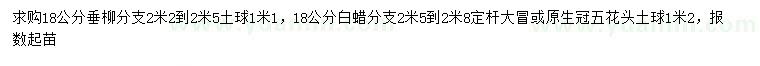 求購18公分垂柳、白蠟