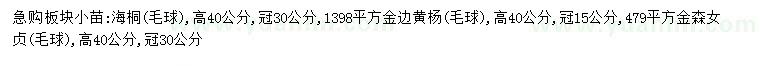 求購海桐、金邊黃楊、金森女貞等