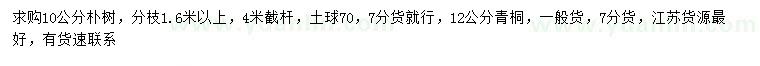 求購10公分樸樹、12公分青桐