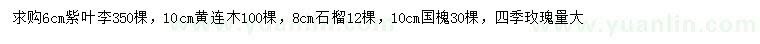 求購(gòu)紫葉李、黃連木、石榴樹等