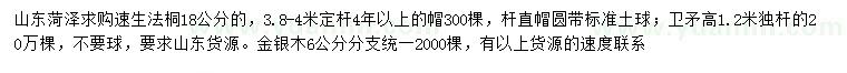 求購速生法桐、衛(wèi)矛、金銀木等
