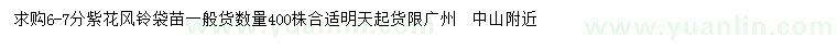求購(gòu)6-7公分紫花風(fēng)鈴木