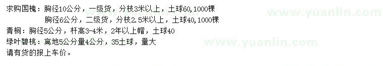 求購國槐、青桐、綠葉碧桃