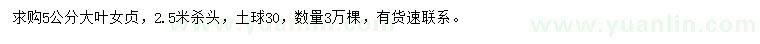 求購5公分大葉女貞