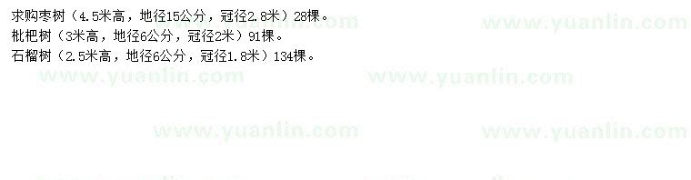 求購棗樹、枇杷樹、石榴樹