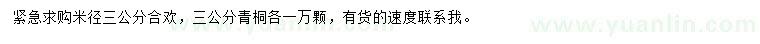 求購米徑3公分合歡、青桐