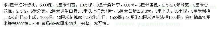 求購(gòu)紅葉碧桃、紫葉李、國(guó)槐等