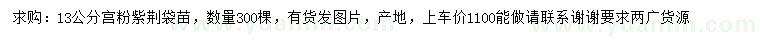 求購13公分宮粉紫荊