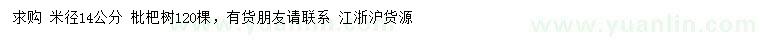 求購米徑14公分枇杷樹